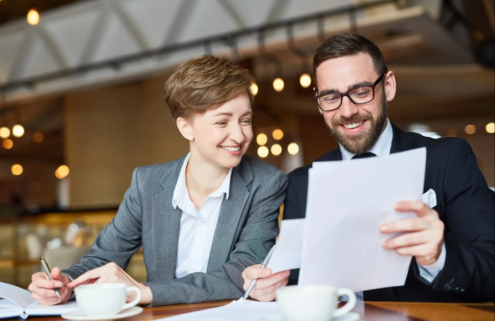 Business team reviewing documents